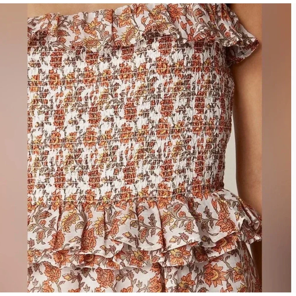 J.Crew Ravenna Dress M MP PM NWT Sunset Rose Ramie Floral J.Crew Midi CL076 Boho